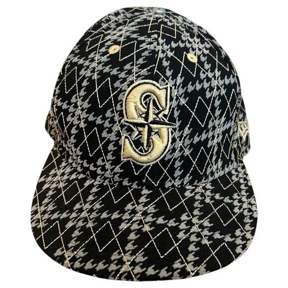 New Era Houndstooth Seattle Mariners Hat Baseball Cap Fitted MLB - Picture 1 of 4